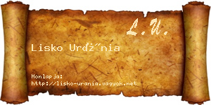 Lisko Uránia névjegykártya